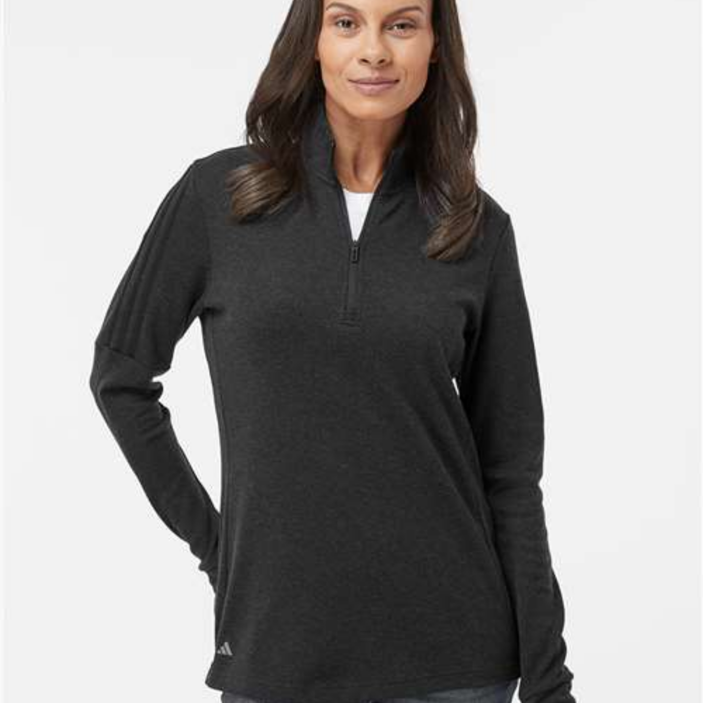 A555 - Adidas Women's 3-Stripes Quarter-Zip Sweater