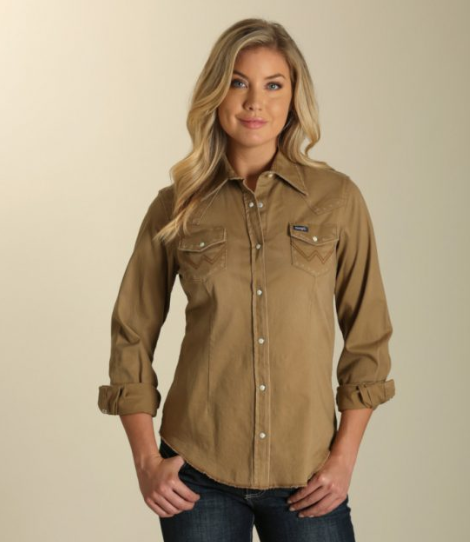 Wrangler® Women’s Long Sleeve Rawhide Denim Shirt