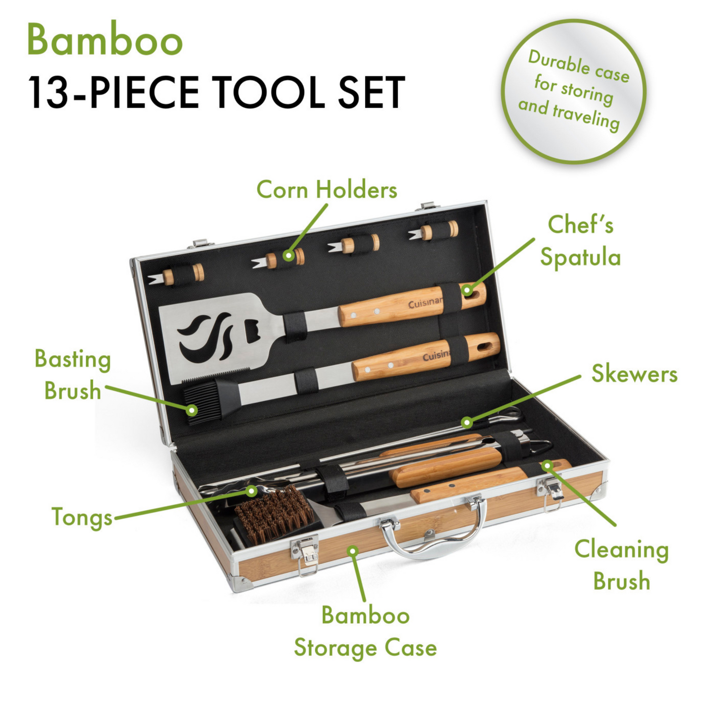 Cuisinart Outdoors® Bamboo 13 PC Grill Tool Set