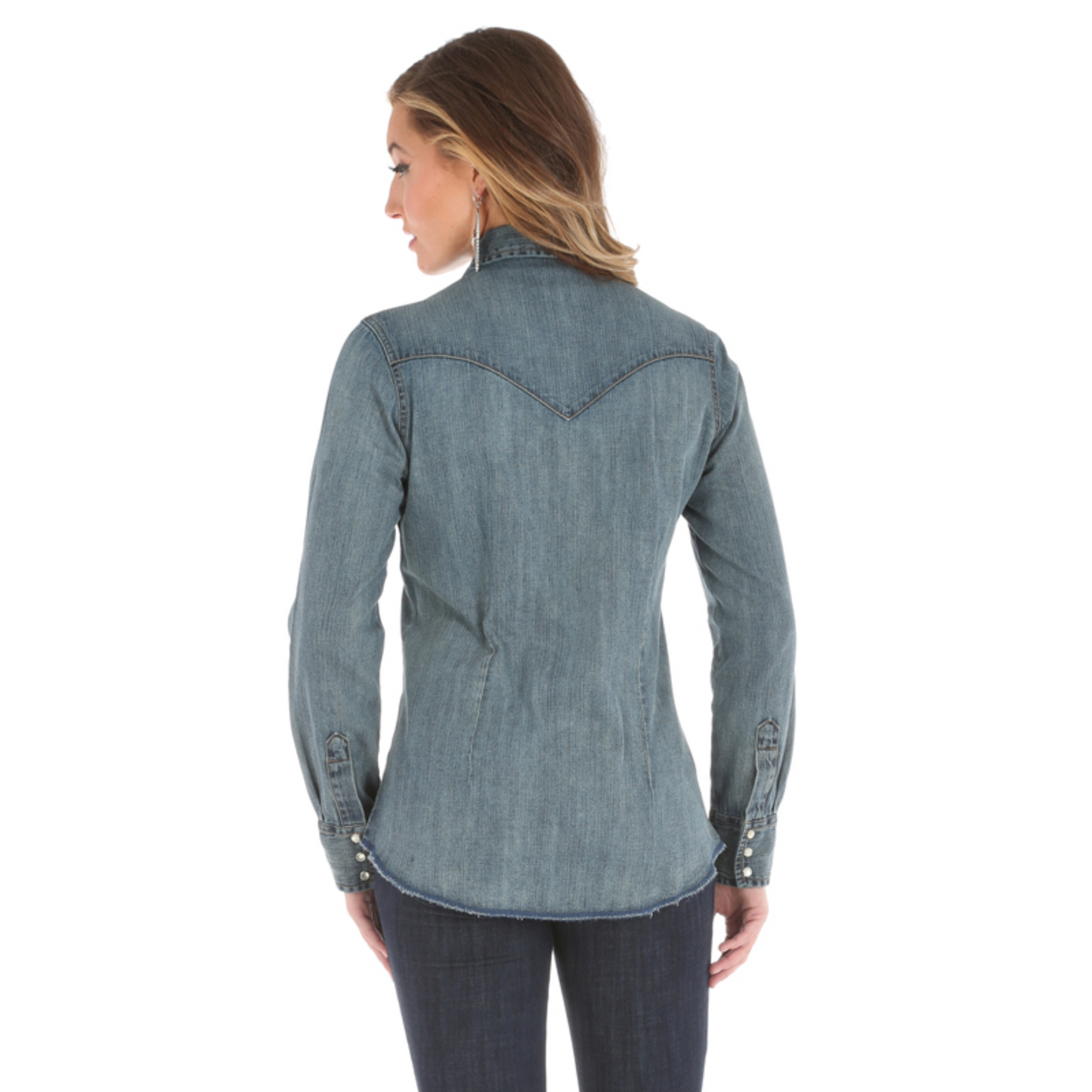 Wrangler® Premium Lady’s Long Sleeve Antique Denim Shirt