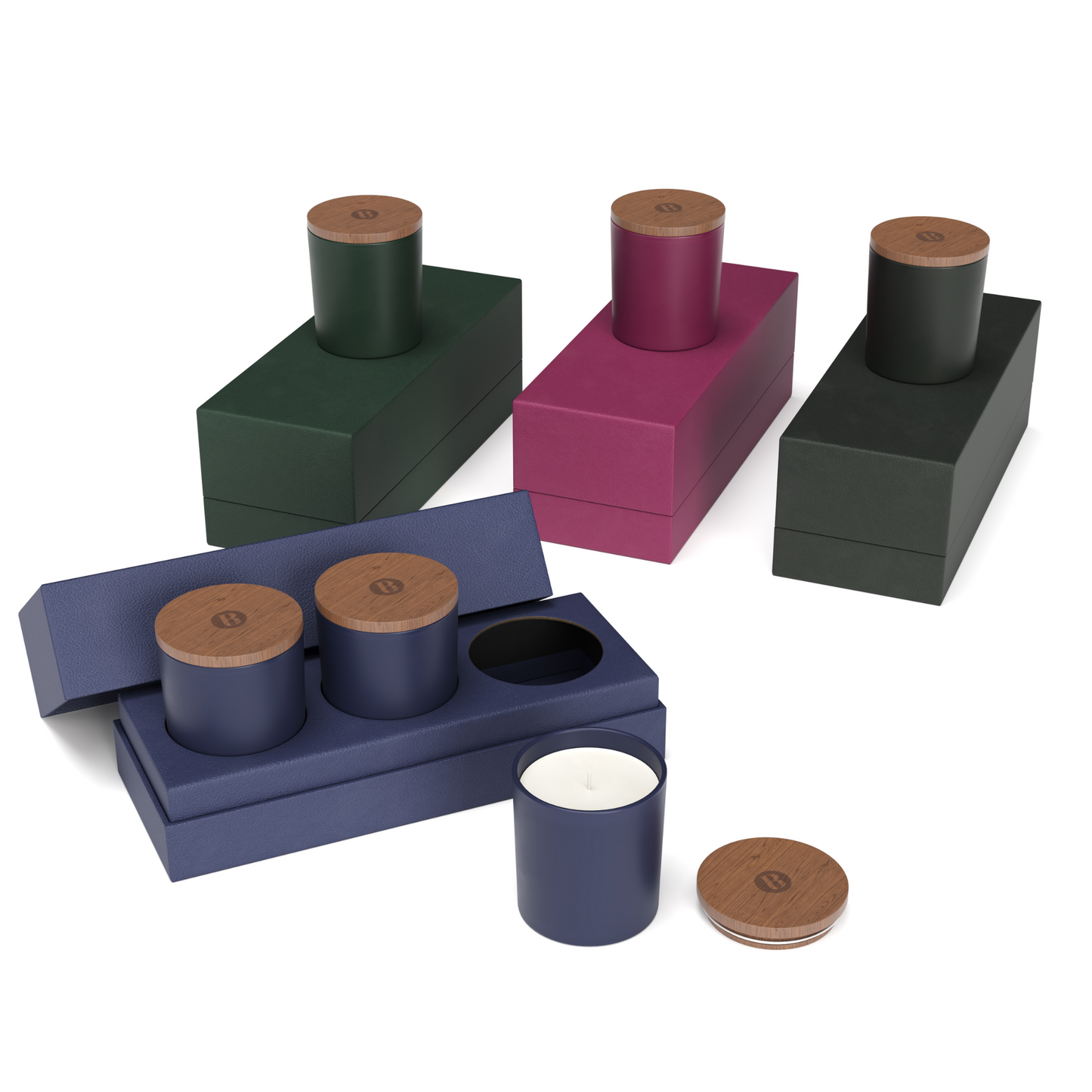 LF102 - Vista Glass Candle 3-Pack with Acacia Wood Lids
