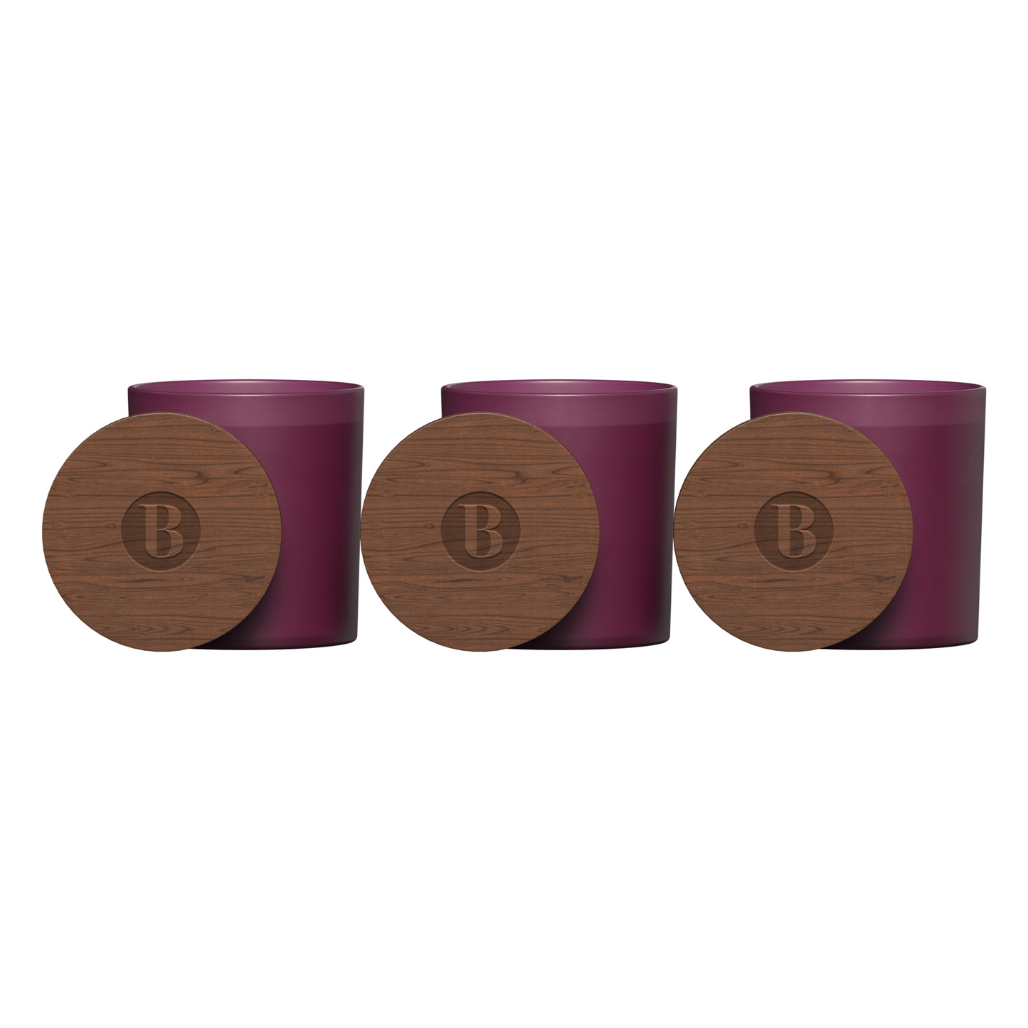 LF102 - Vista Glass Candle 3-Pack with Acacia Wood Lids