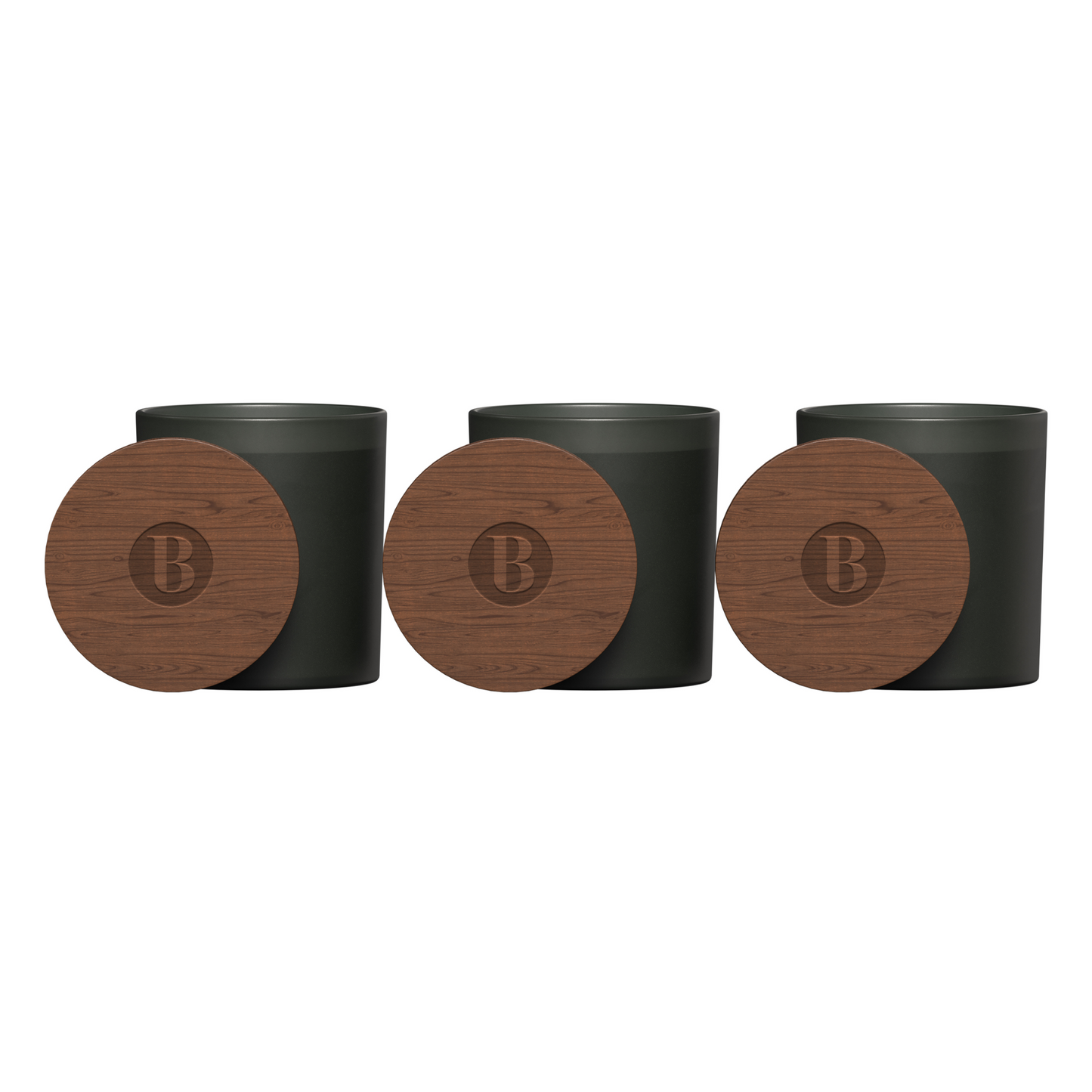 LF102 - Vista Glass Candle 3-Pack with Acacia Wood Lids