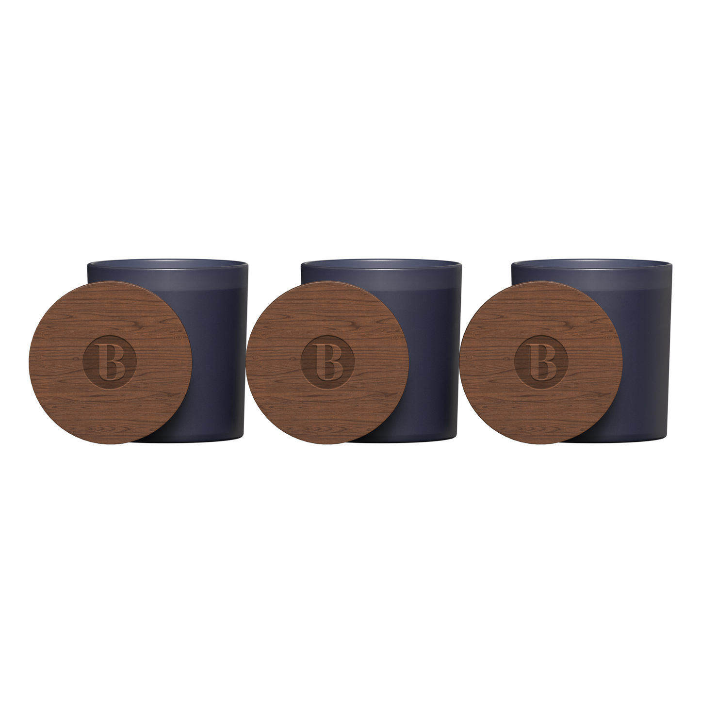 LF102 - Vista Glass Candle 3-Pack with Acacia Wood Lids