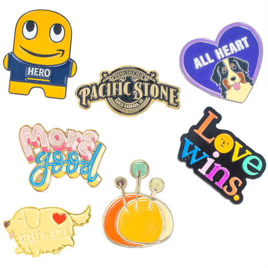 Diestruck Soft Enamel Lapel Pins: 1 1/4" W x 1 1/4" H