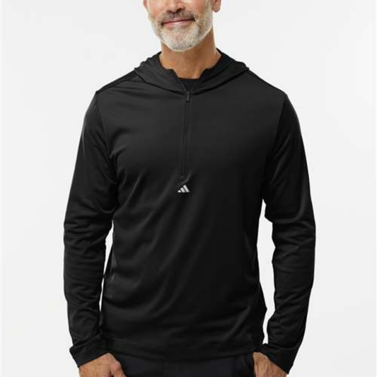 A596 - Adidas Lightweight Performance Quarter-Zip Hooded Pullover