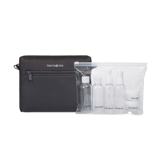 Samsonite Zippered Pouch and 6 Piece Travel Bottle Set